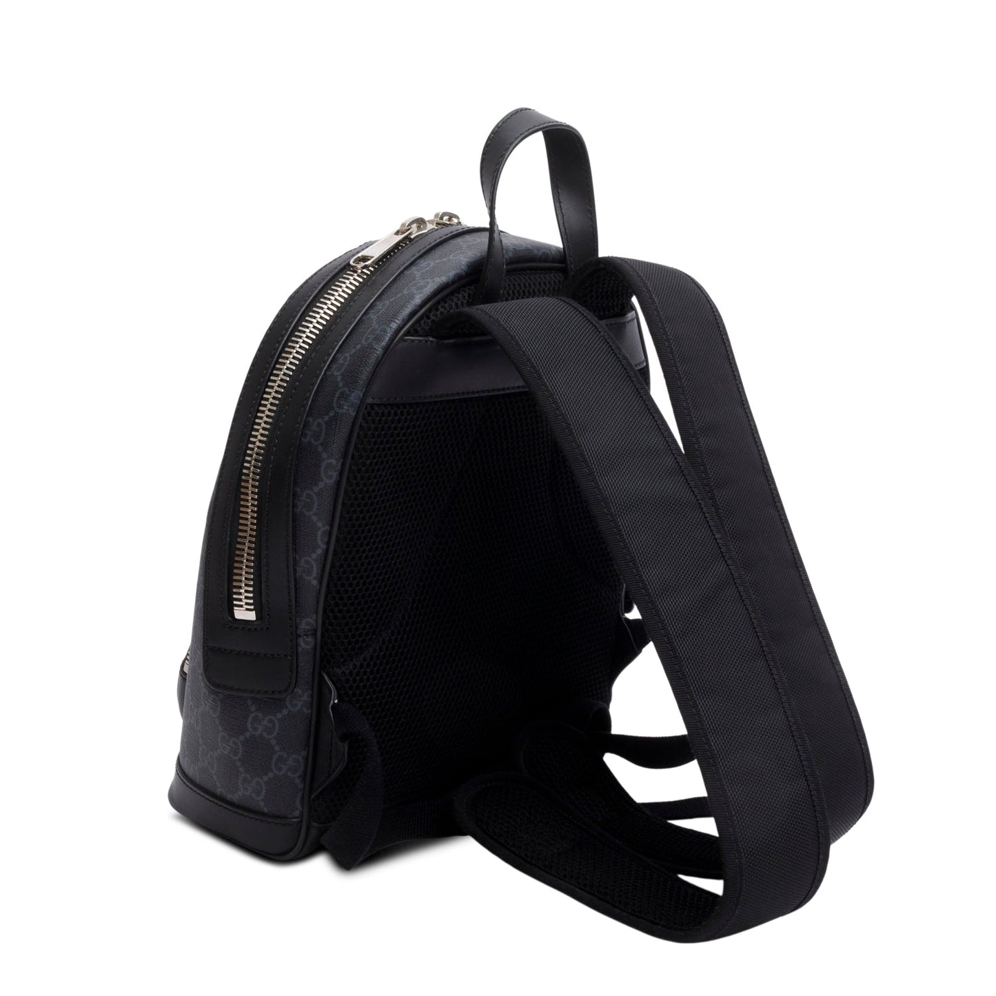 Gucci Black GG Supreme Monogram Calfskin Web Small Ophidia Day Backpack