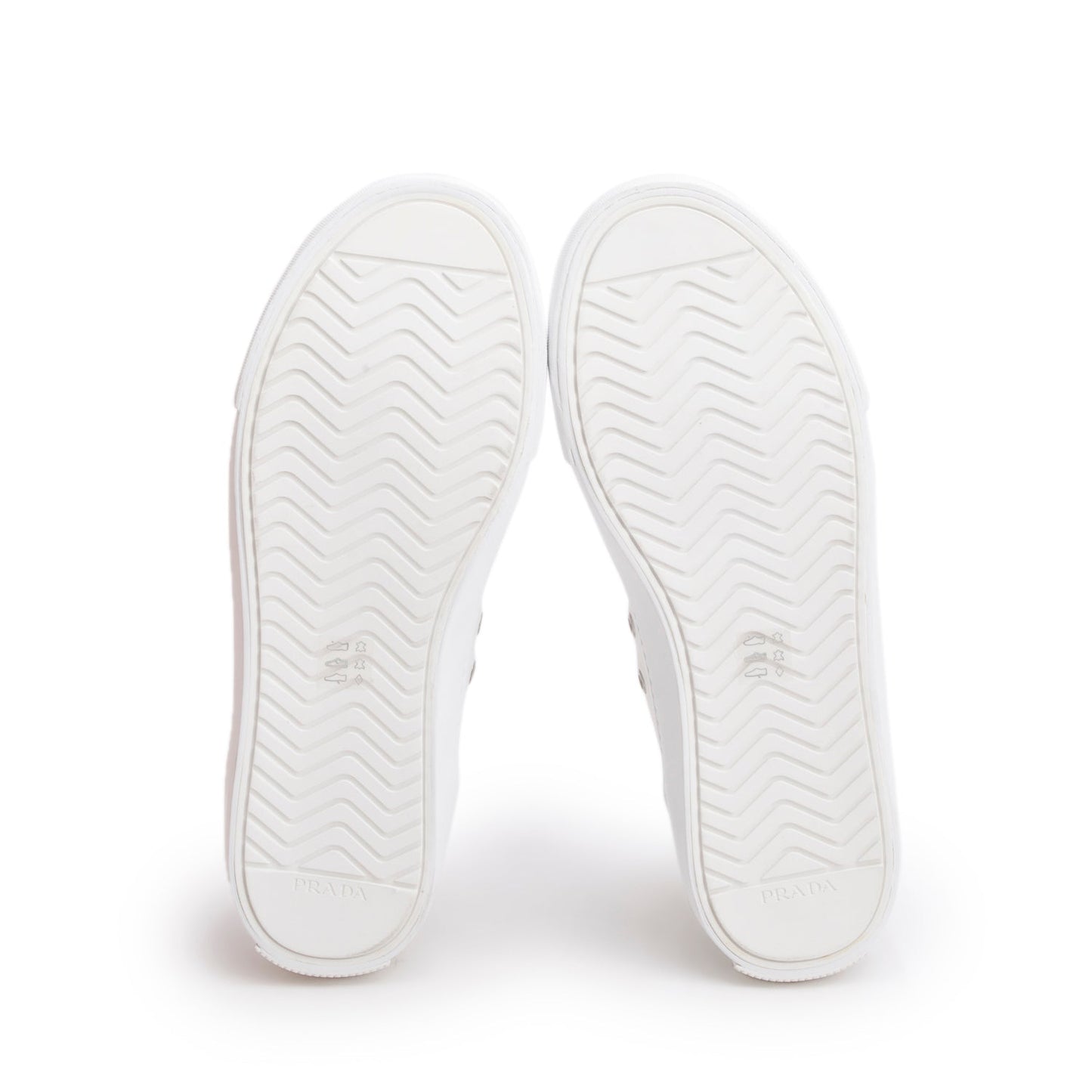Prada White Vitello Plume Logo High Top Sneakers, Men's Size 9