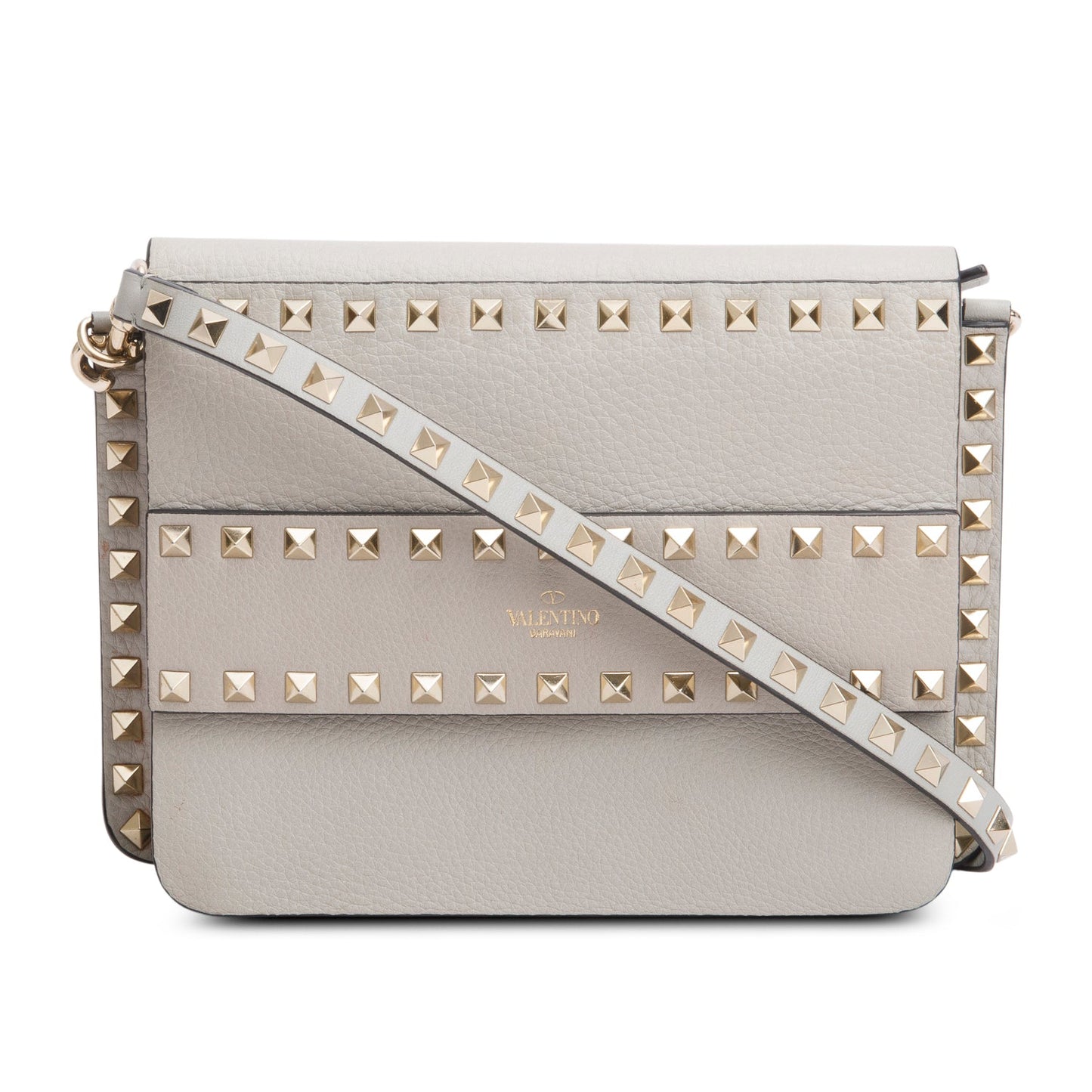 Valentino Grey Vitello Rockstud Side Slip Crossbody Bag