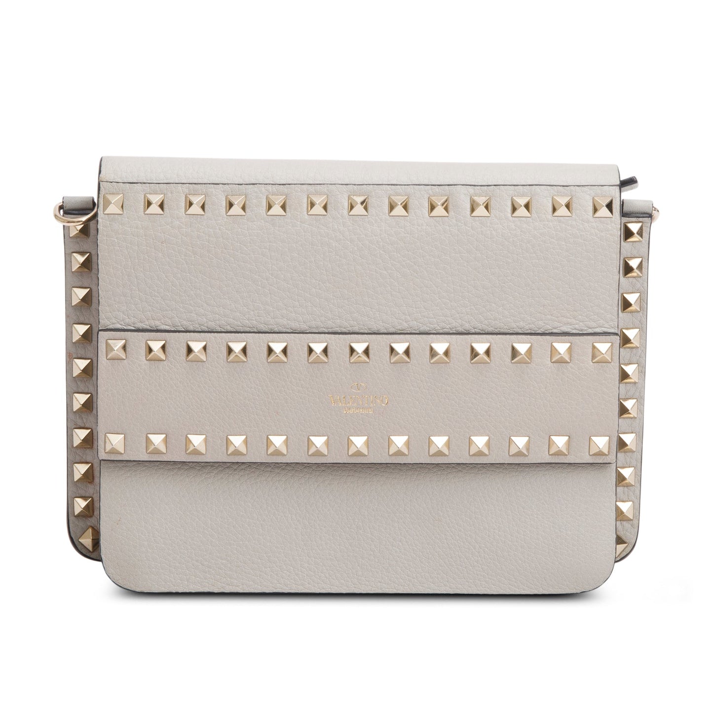 Valentino Grey Vitello Rockstud Side Slip Crossbody Bag
