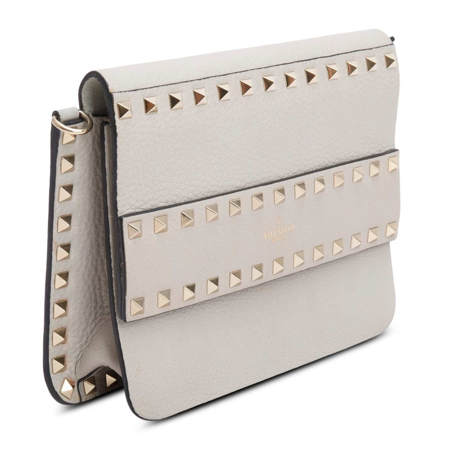 Valentino Grey Vitello Rockstud Side Slip Crossbody Bag