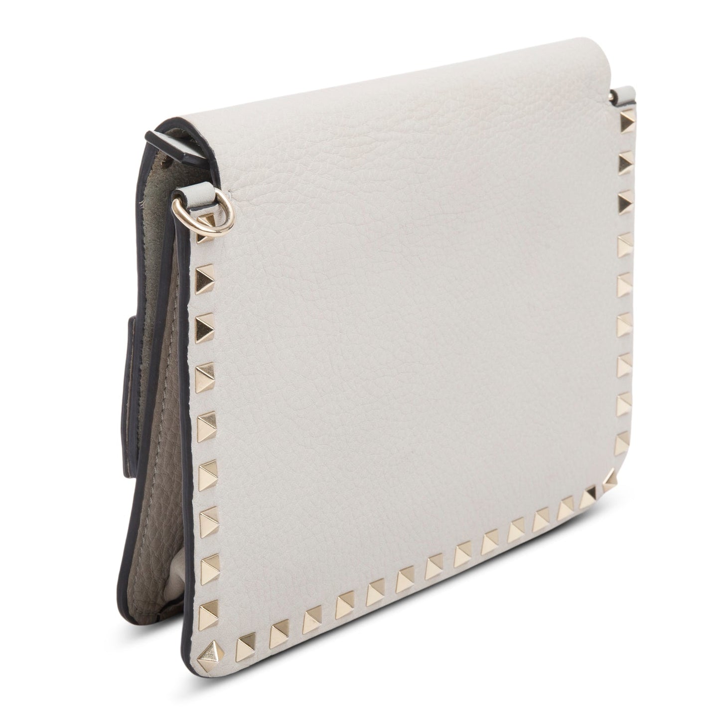 Valentino Grey Vitello Rockstud Side Slip Crossbody Bag
