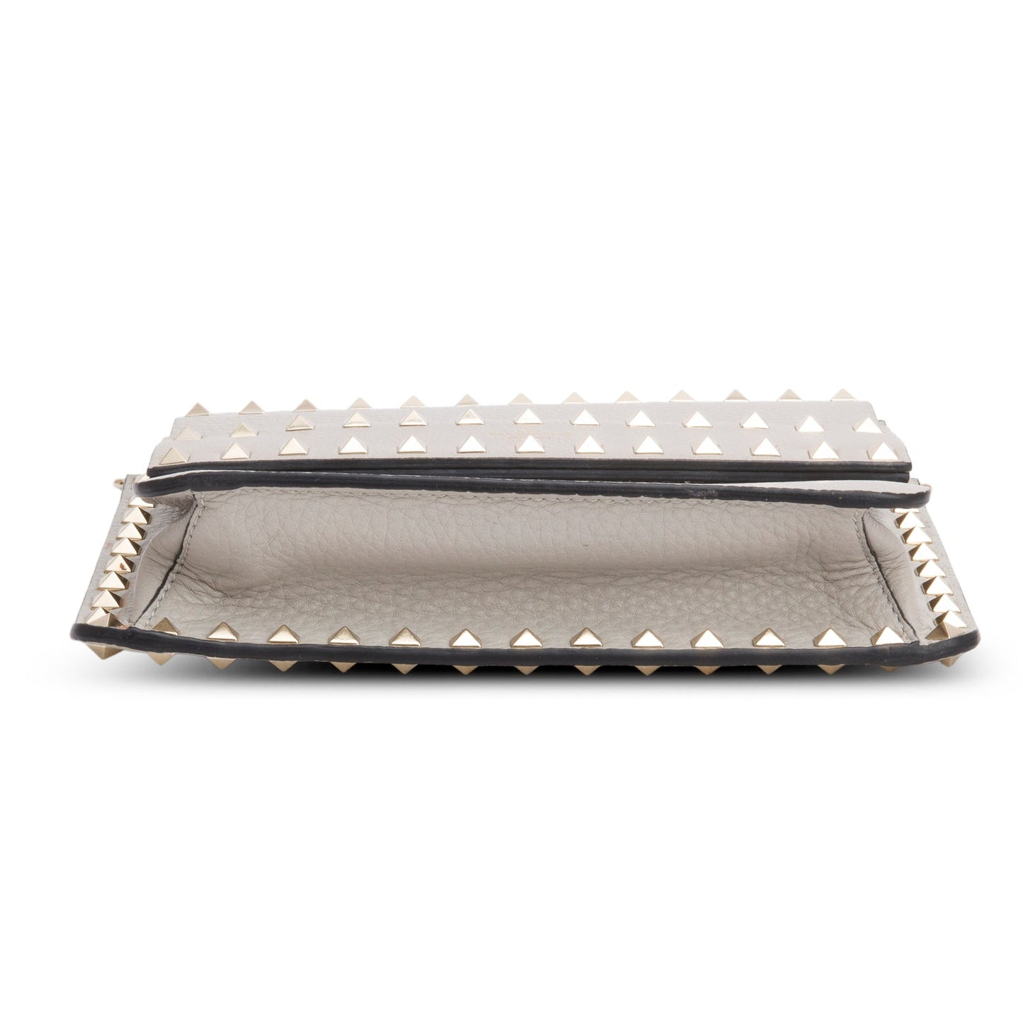 Valentino Grey Vitello Rockstud Side Slip Crossbody Bag