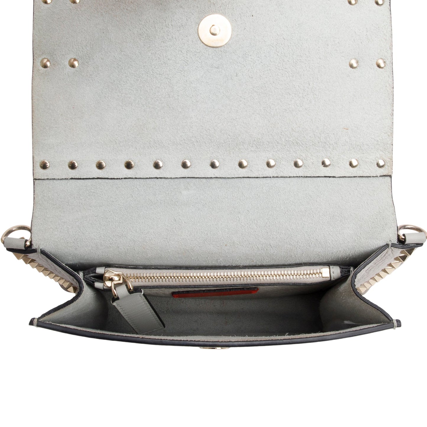 Valentino Grey Vitello Rockstud Side Slip Crossbody Bag