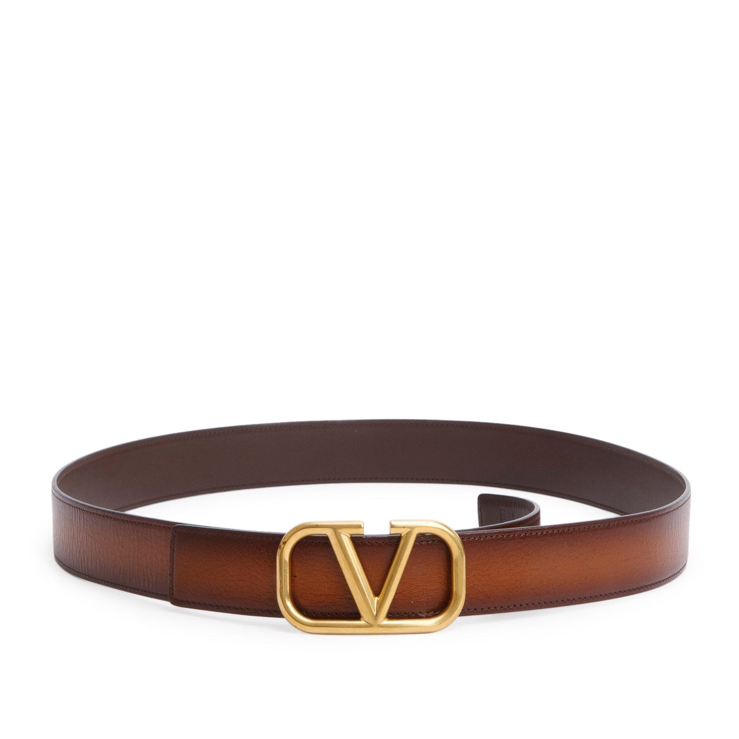 Valentino Brown Calfskin Reversible Vlogo Signature 40 MM Leather Belt, Size 100 40