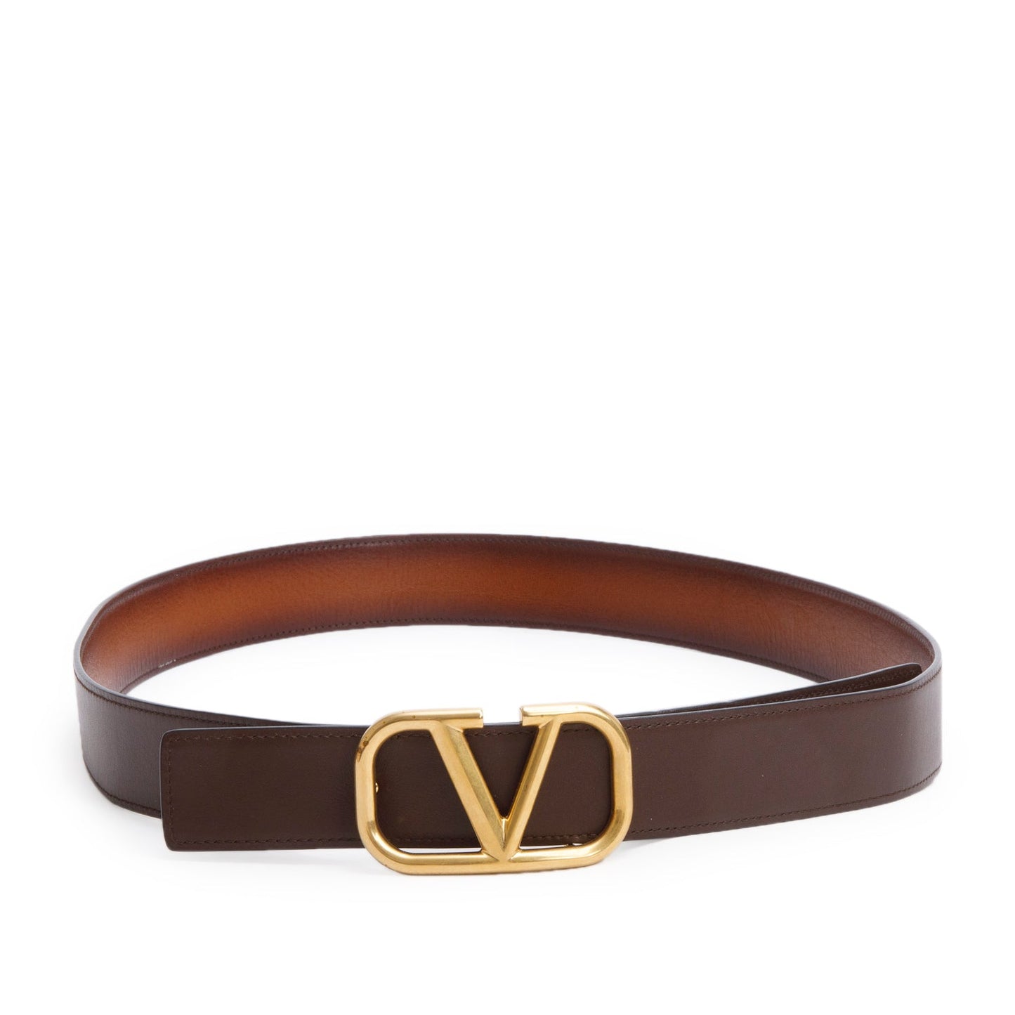 Valentino Brown Calfskin Reversible Vlogo Signature 40 MM Leather Belt, Size 100 40