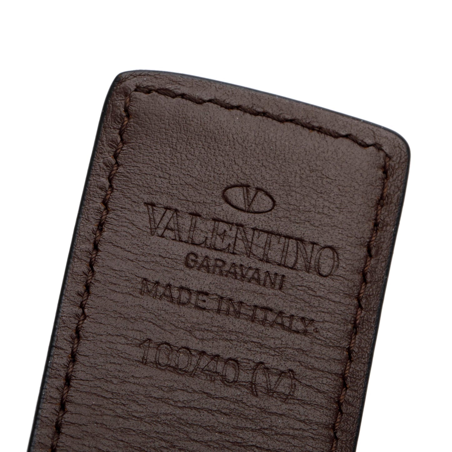 Valentino Brown Calfskin Reversible Vlogo Signature 40 MM Leather Belt, Size 100 40
