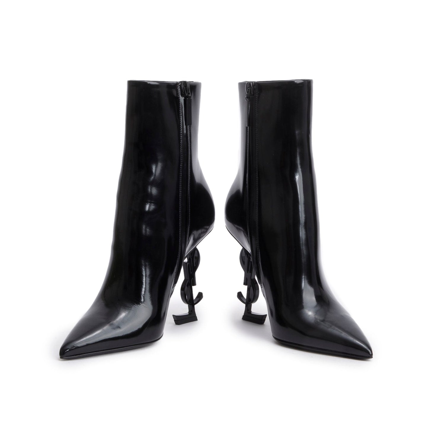 Saint Laurent Black Patent Leather Opyum Ankle Boots, Size 37
