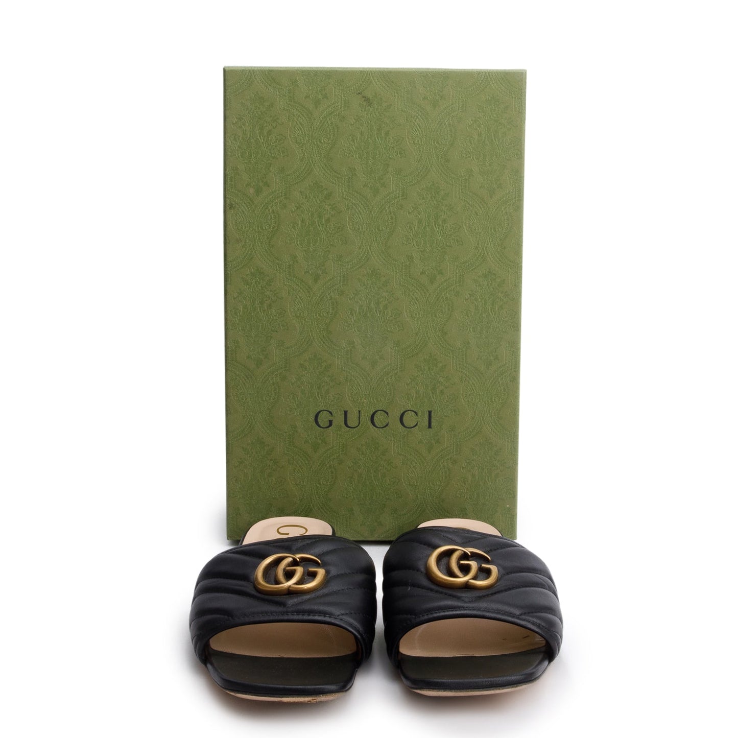Gucci Black GG Matelasse Leather Slide Sandals, Size 40