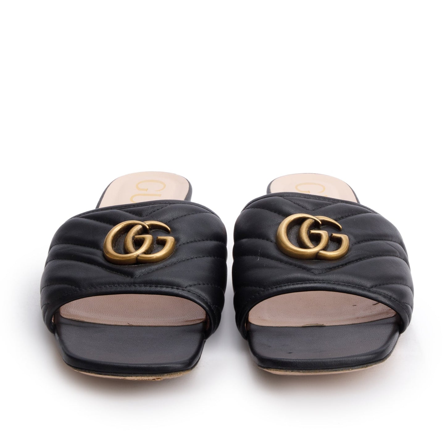 Gucci Black GG Matelasse Leather Slide Sandals, Size 40