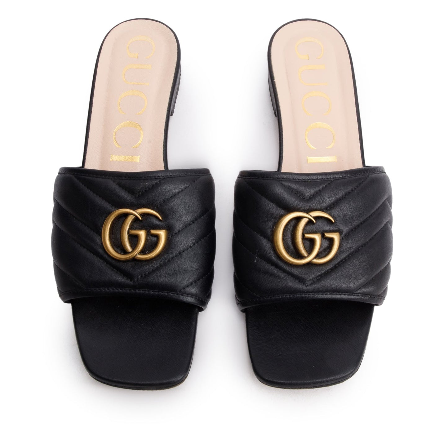 Gucci Black GG Matelasse Leather Slide Sandals, Size 40