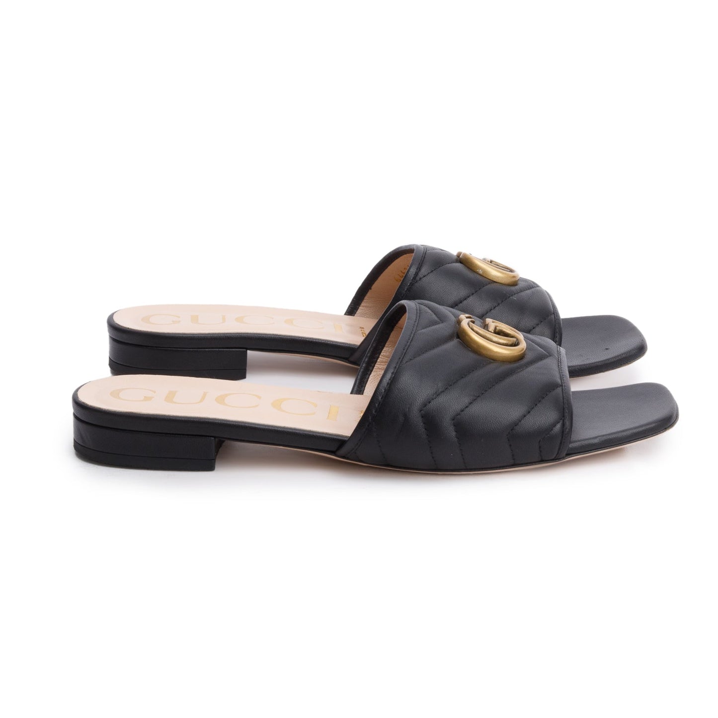 Gucci Black GG Matelasse Leather Slide Sandals, Size 40