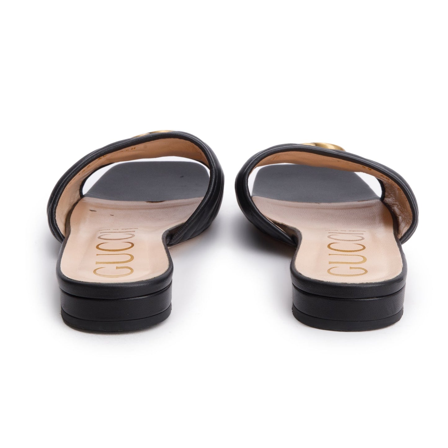 Gucci Black GG Matelasse Leather Slide Sandals, Size 40