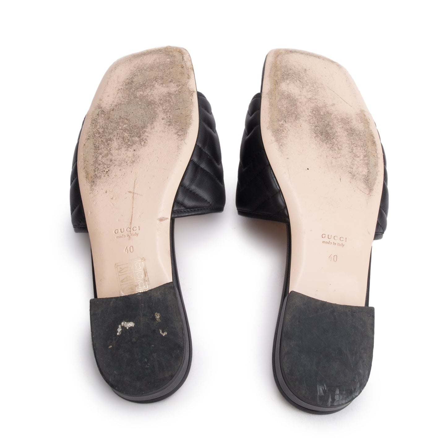 Gucci Black GG Matelasse Leather Slide Sandals, Size 40