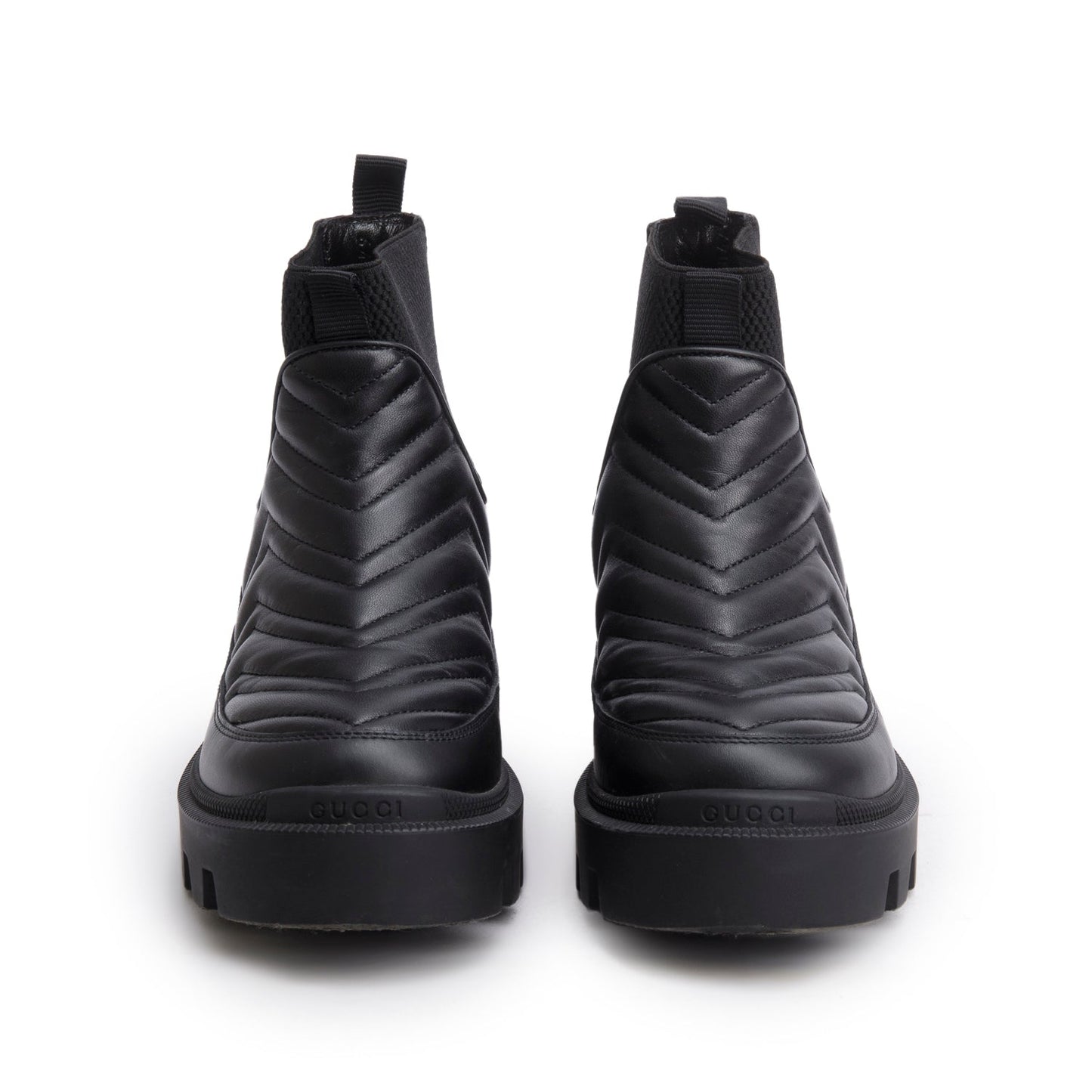 Gucci Black Nappa Matelasse Leather Frances Chelsea Ankle Boots, Size 34.5