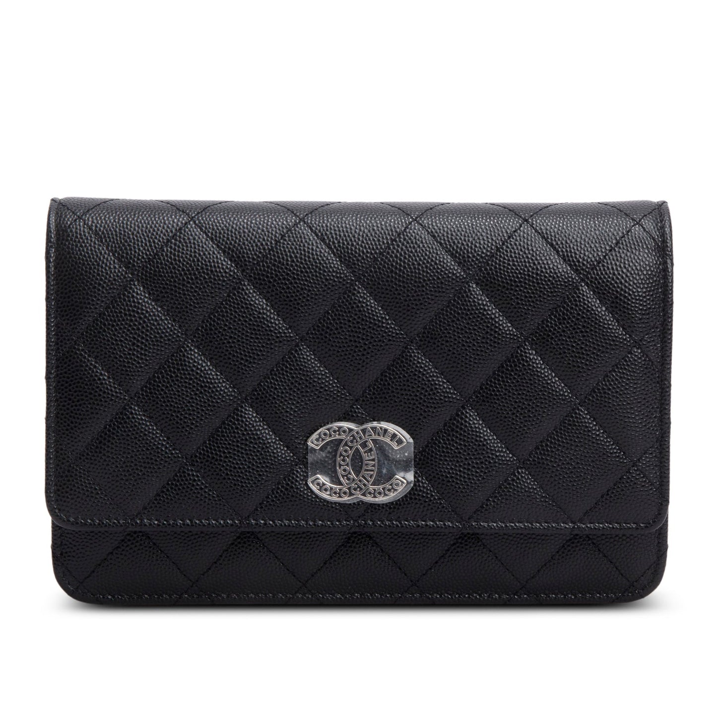 Chanel 2024 Black Quilted Caviar Leather Coco Chanel CC Wallet on Chain