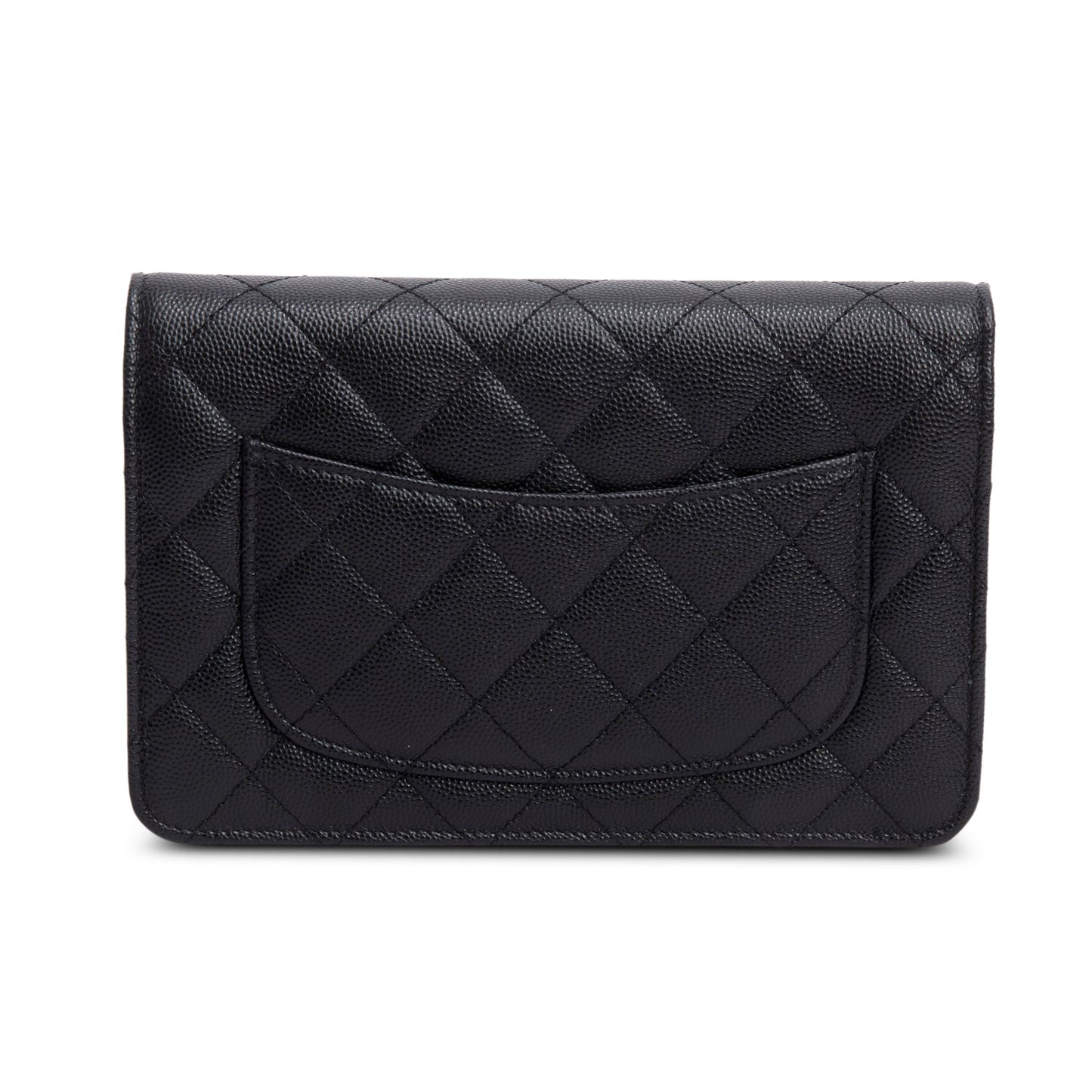 Chanel 2024 Black Quilted Caviar Leather Coco Chanel CC Wallet on Chain