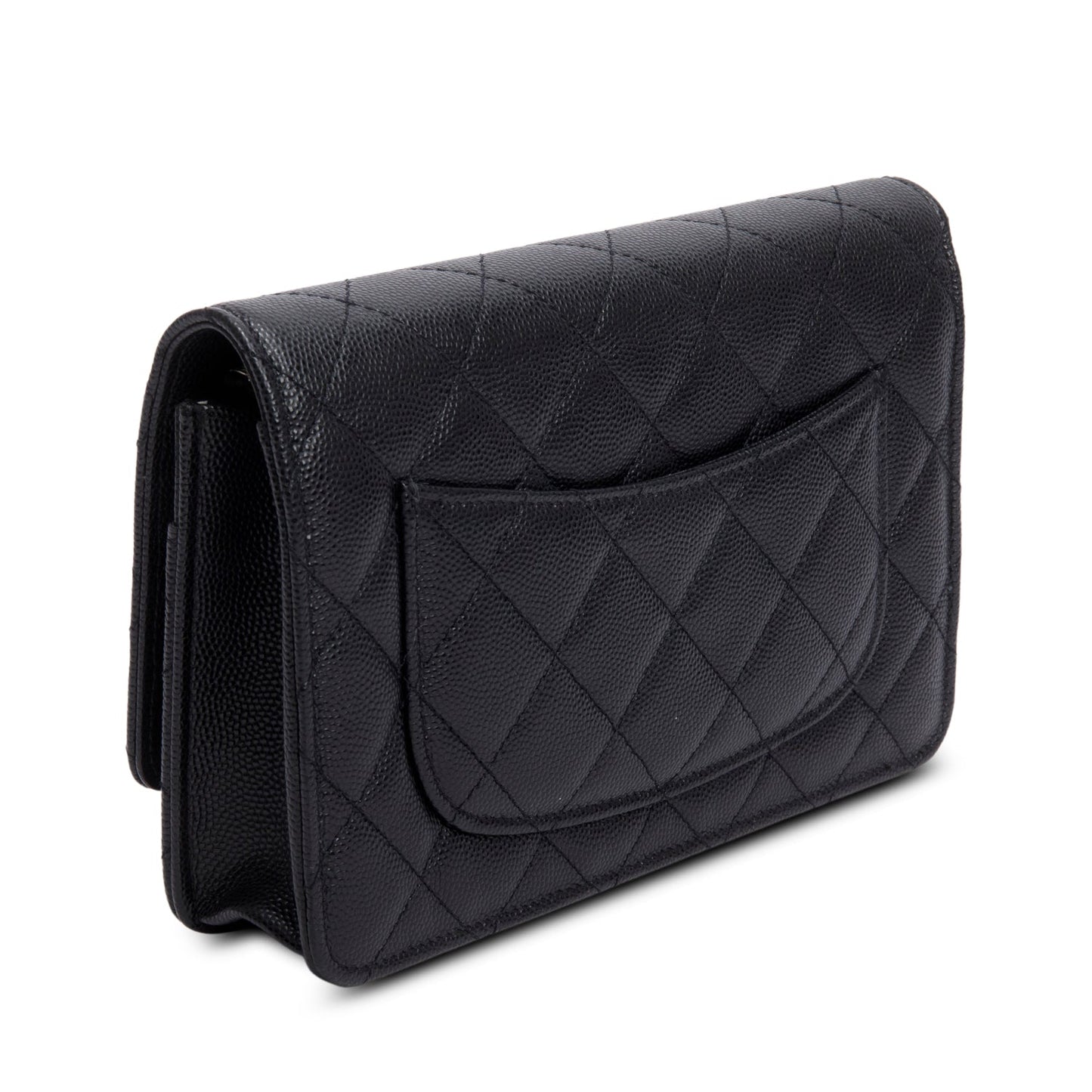 Chanel 2024 Black Quilted Caviar Leather Coco Chanel CC Wallet on Chain
