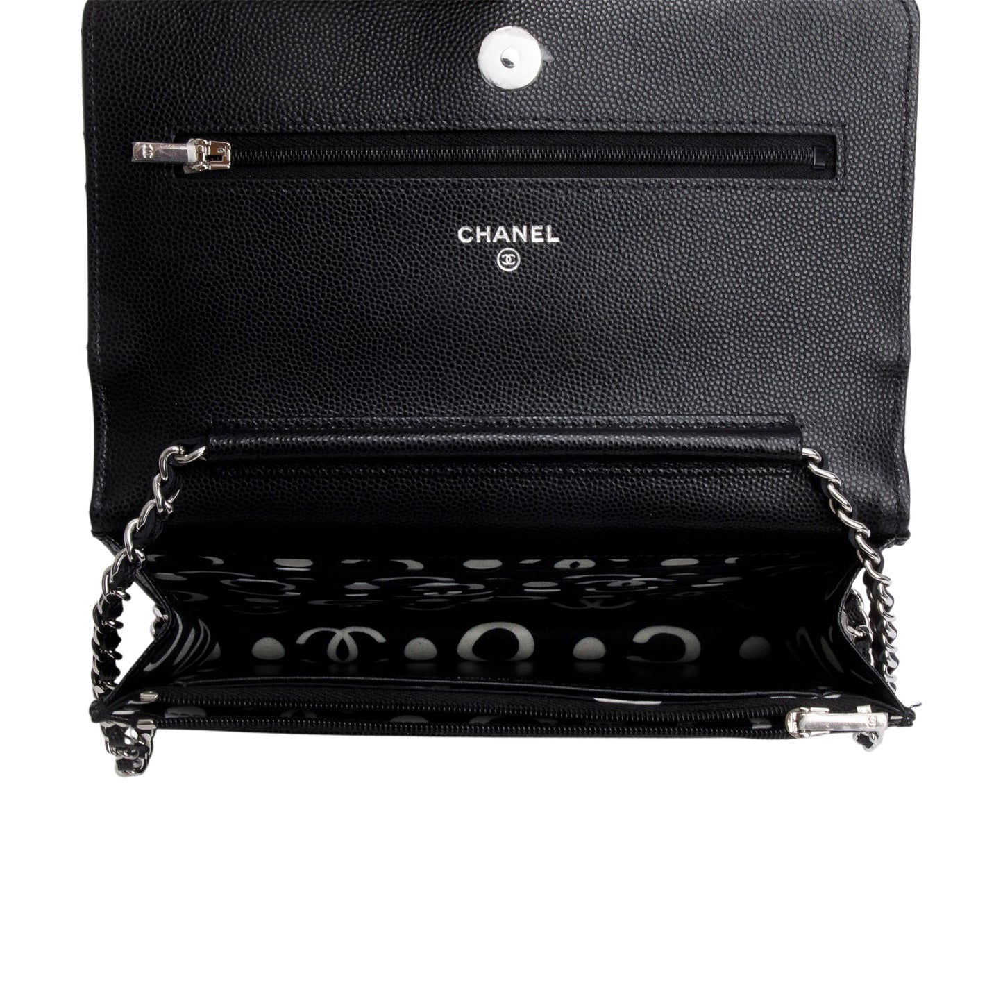 Chanel 2024 Black Quilted Caviar Leather Coco Chanel CC Wallet on Chain