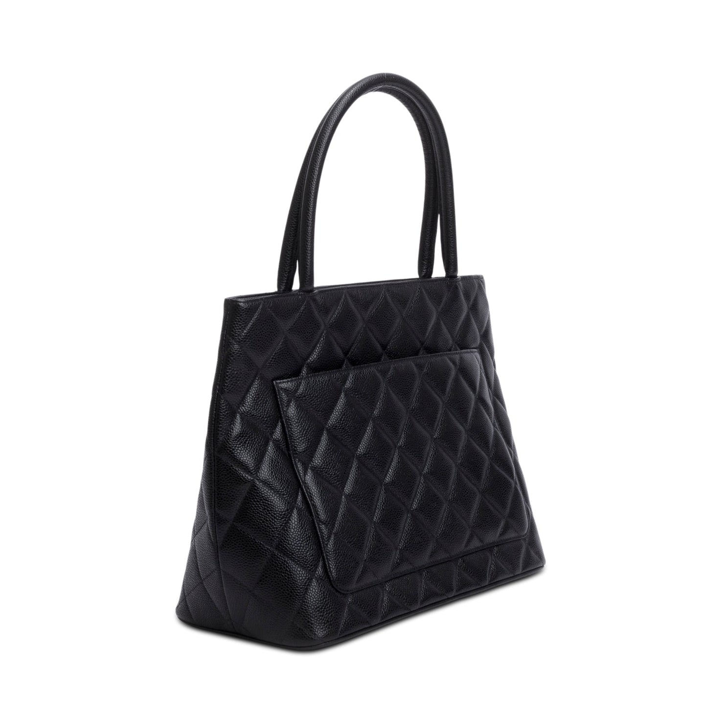 Chanel Vintage Black Caviar Leather Medallion Tote