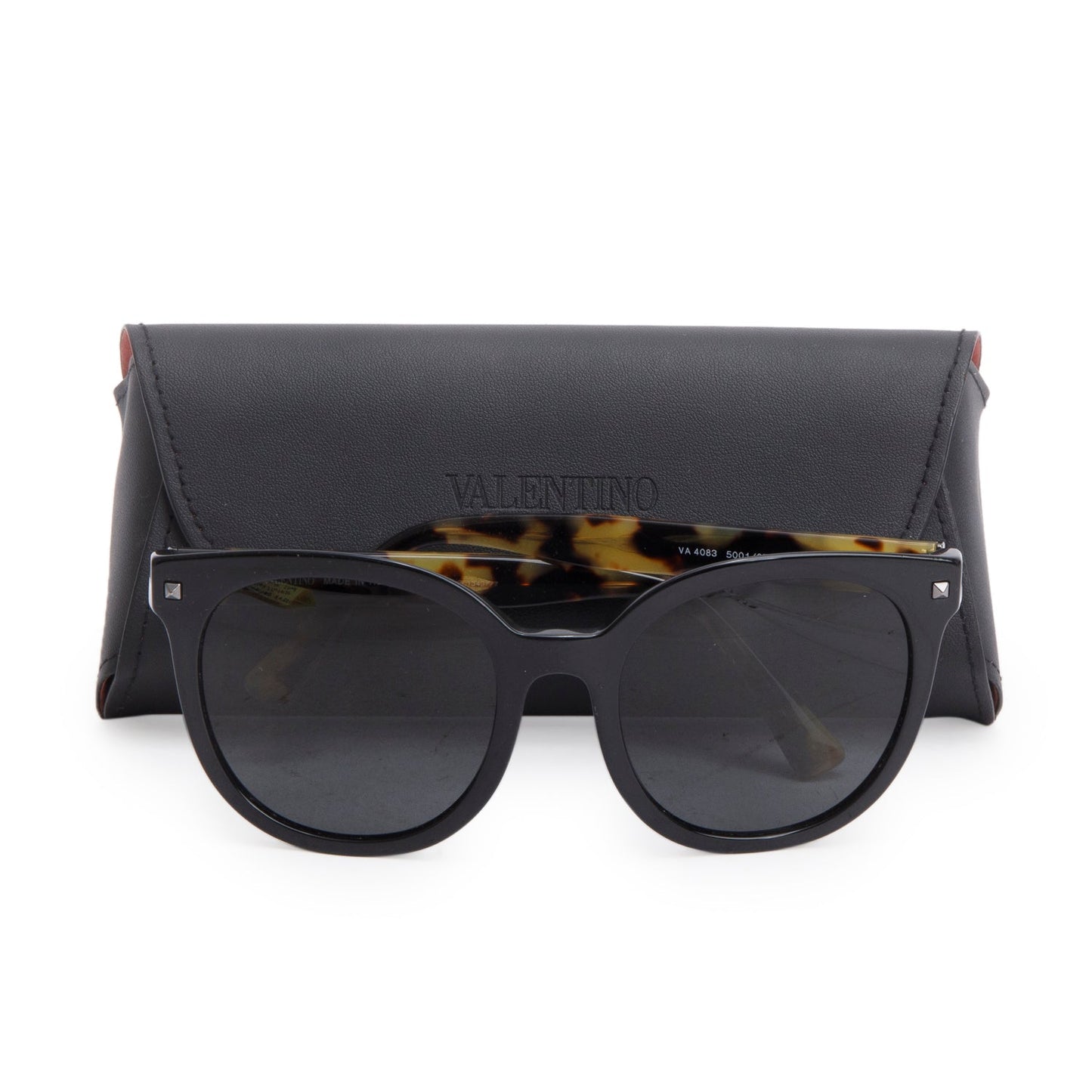 Valentino VA 4083 Black/Tortoise Acetate Stud Square Sunglasses