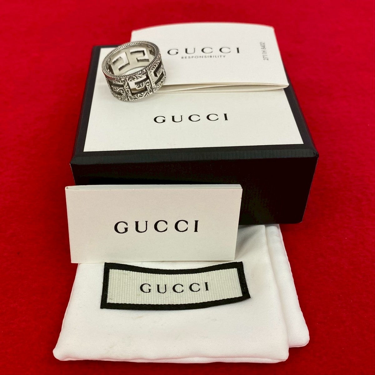 GUCCI Ring Silver925 Silver Square G Arabesque