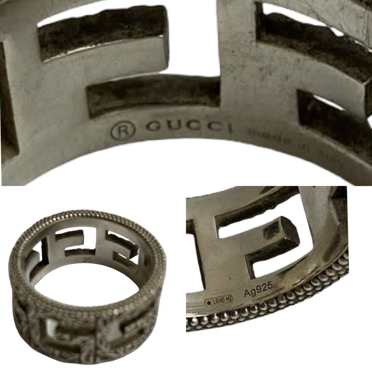 GUCCI Ring Silver925 Silver Square G Arabesque