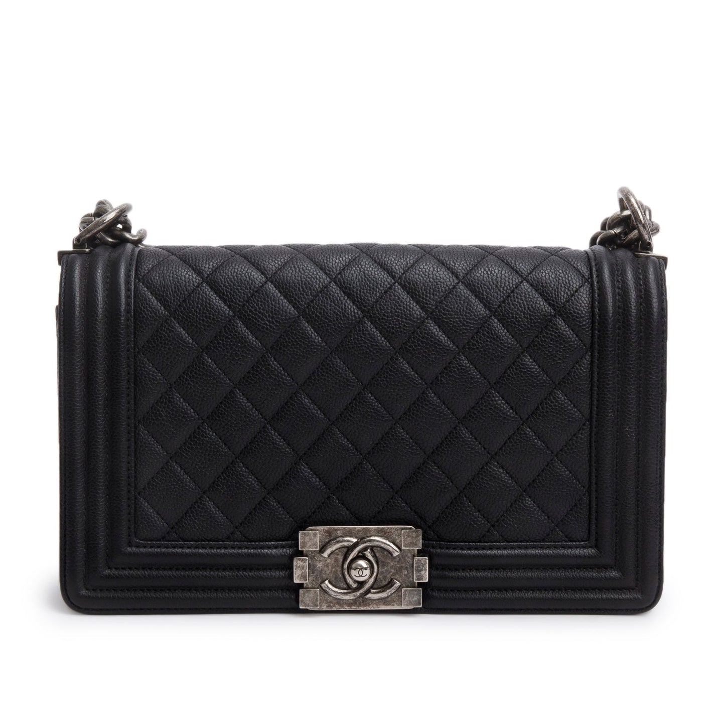 Chanel Black Caviar Quilted Medium Boy Flap Bag