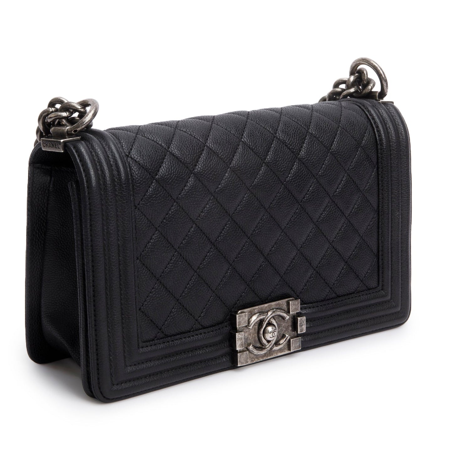 Chanel Black Caviar Quilted Medium Boy Flap Bag