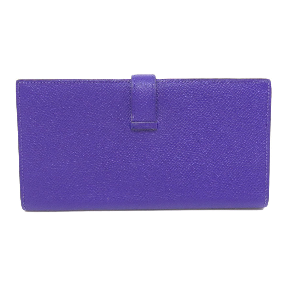 HERMES Long Wallet Purse Epsom purple Bearn Soufflet Blue Electric Silver Metal Women