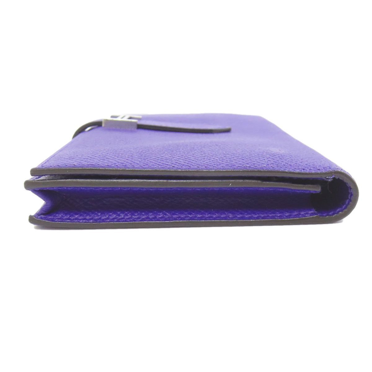 HERMES Long Wallet Purse Epsom purple Bearn Soufflet Blue Electric Silver Metal Women
