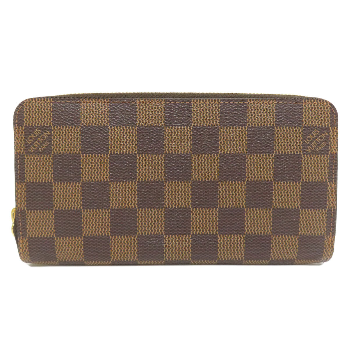 LOUIS VUITTON Long Wallet Purse N60015 Damier canvas Brown Zippy wallet old Women