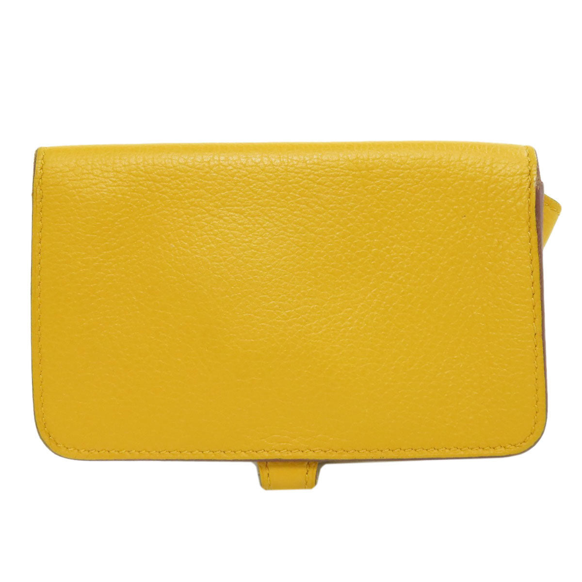 HERMES Coin case Shave yellow Dogon SilverMetal Women