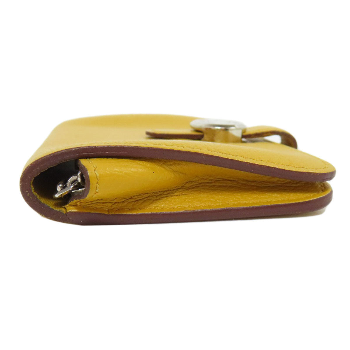 HERMES Coin case Shave yellow Dogon SilverMetal Women