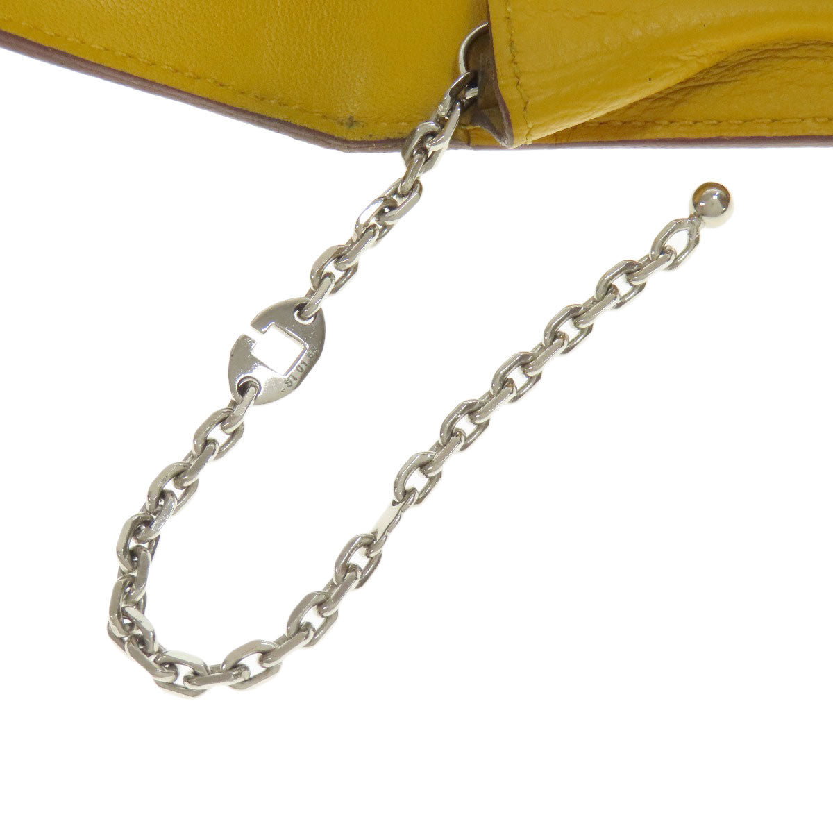 HERMES Coin case Shave yellow Dogon SilverMetal Women