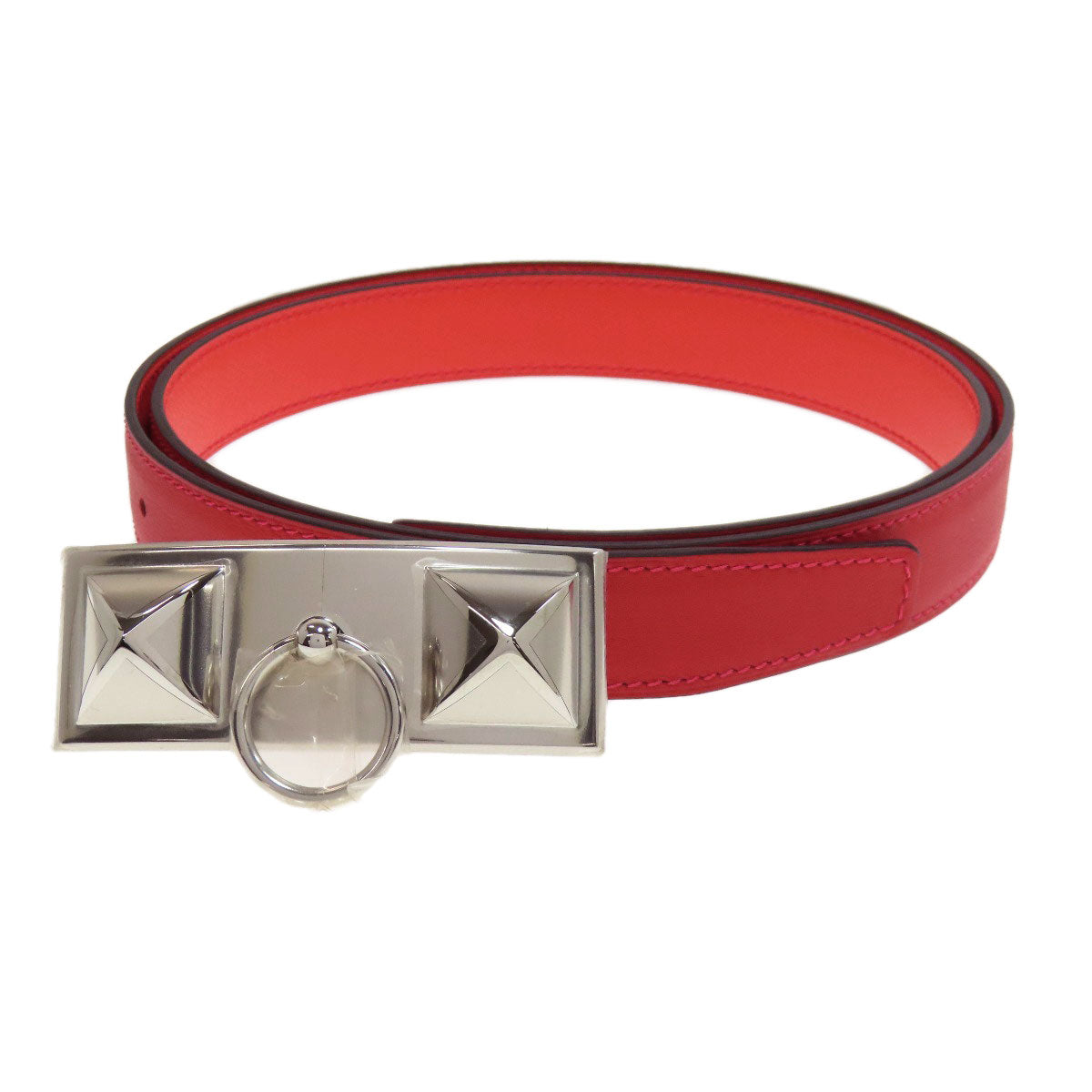 HERMES belt Swift, Epsom Red Rival Vermilion Rose SVMetal mens