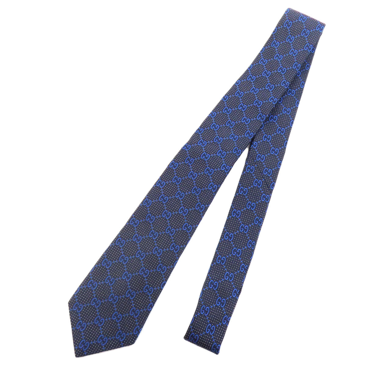 GUCCI tie silk Navy GG pattern mens
