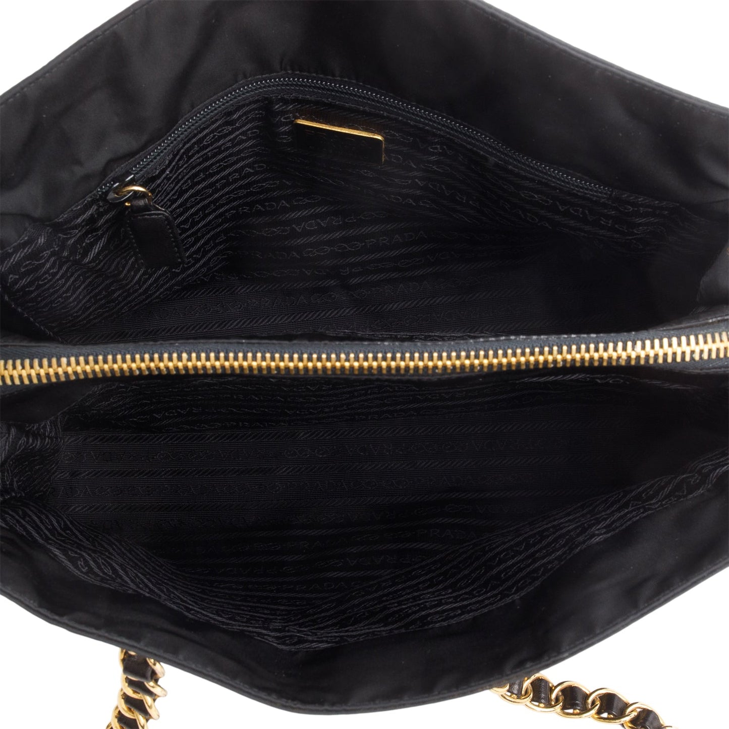 Prada Black Tessuto Nylon Chain Shoulder Bag
