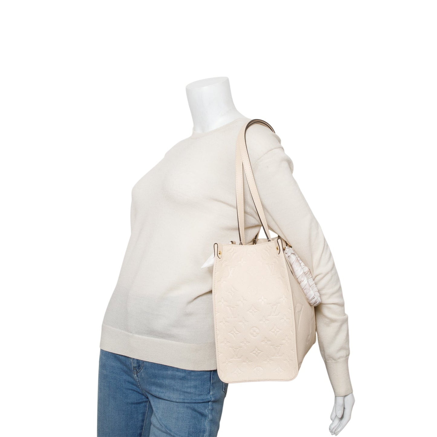 Louis Vuitton Cream Empreinte Monogram Giant OnTheGo MM Tote