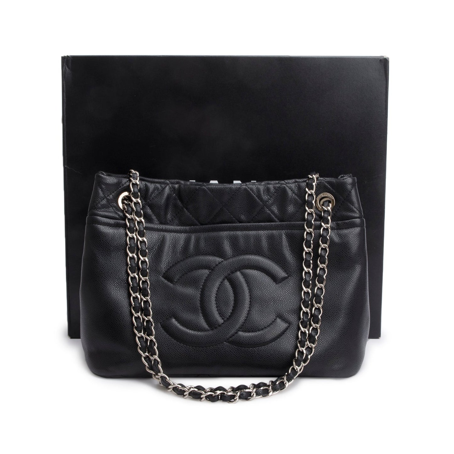 Chanel Black Caviar Leather Timeless CC Shopping Tote