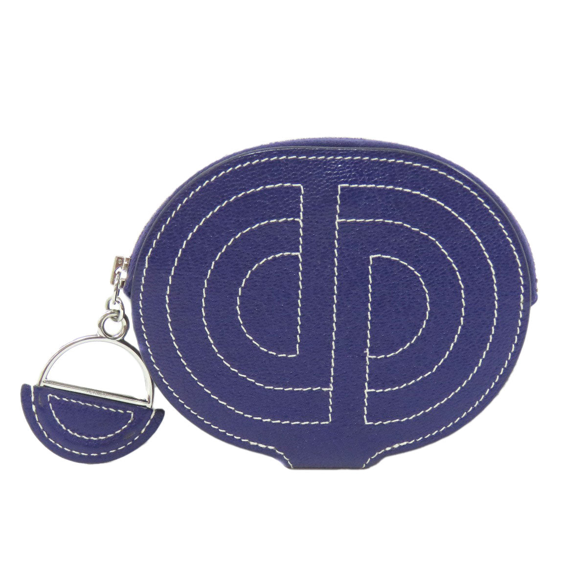 HERMES Coin case Shave Navy In-the-Loop SilverMetal Women