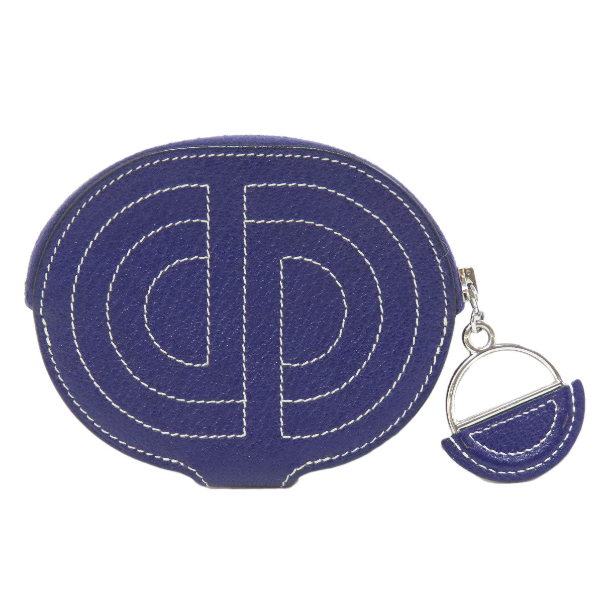 HERMES Coin case Shave Navy In-the-Loop SilverMetal Women