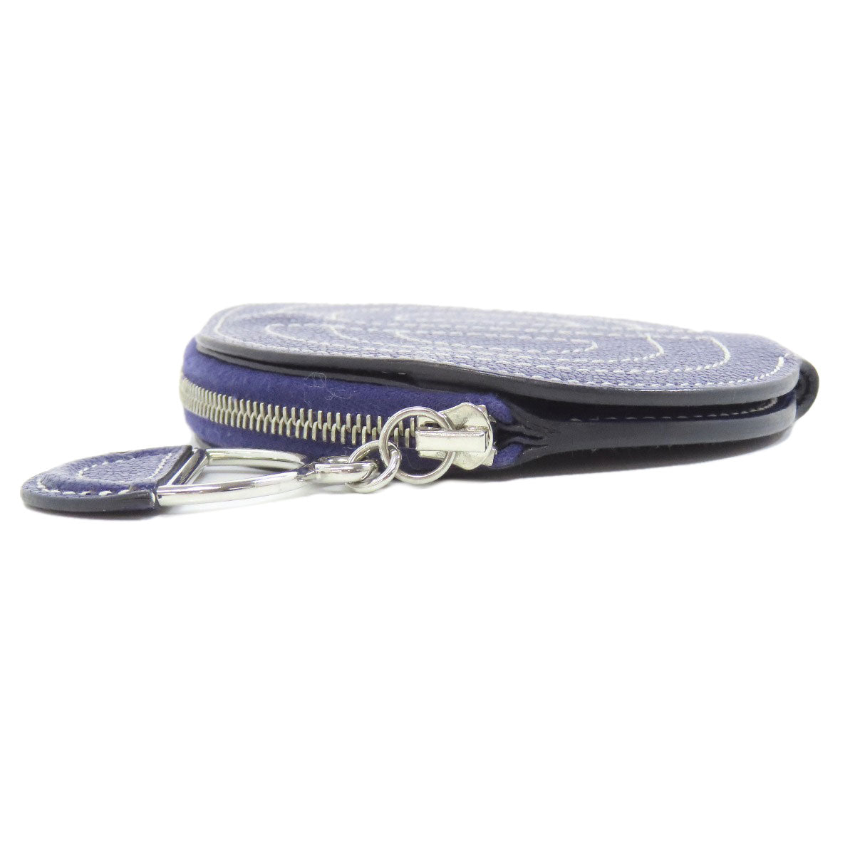 HERMES Coin case Shave Navy In-the-Loop SilverMetal Women