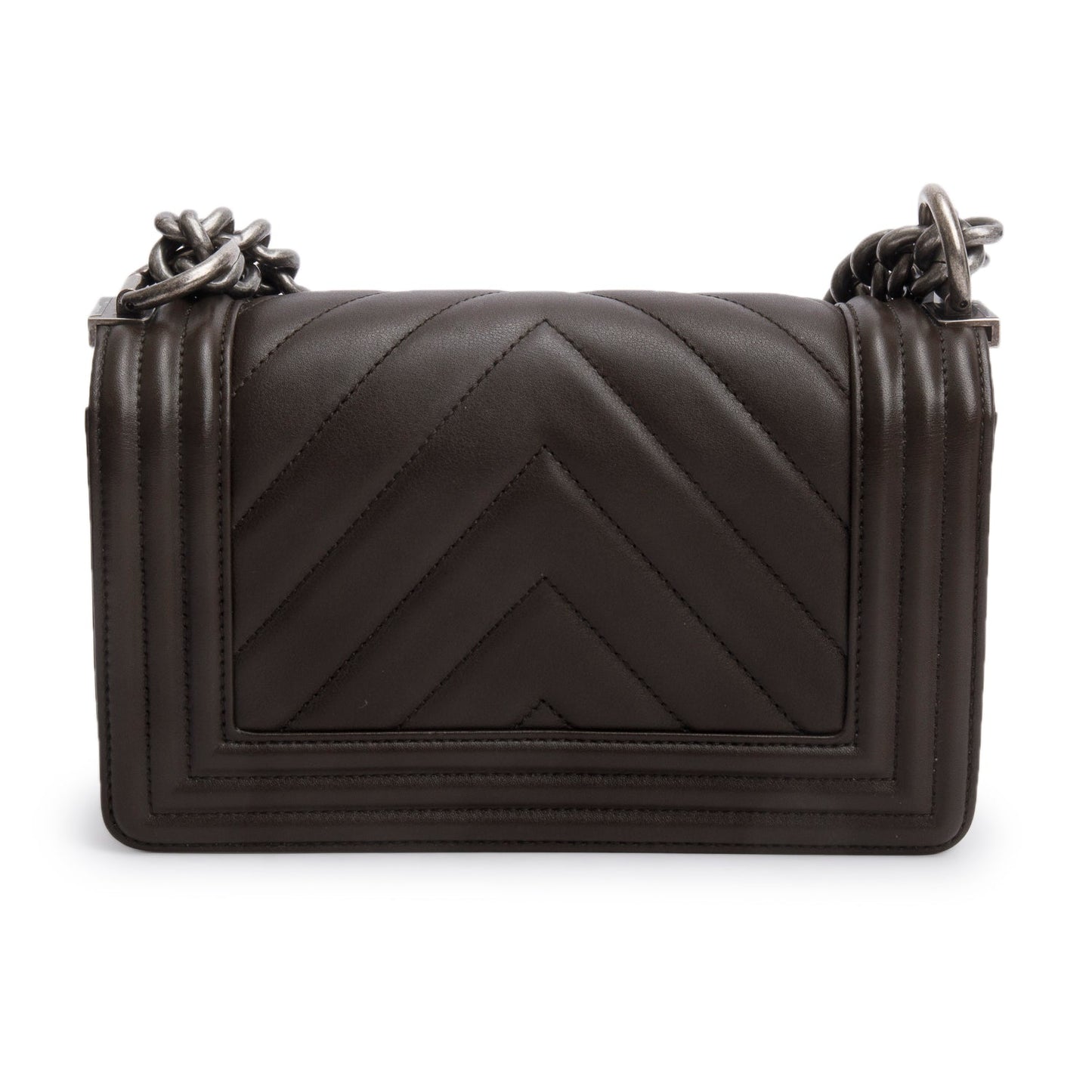 Chanel Brown Lambskin Chevron Small Boy Bag