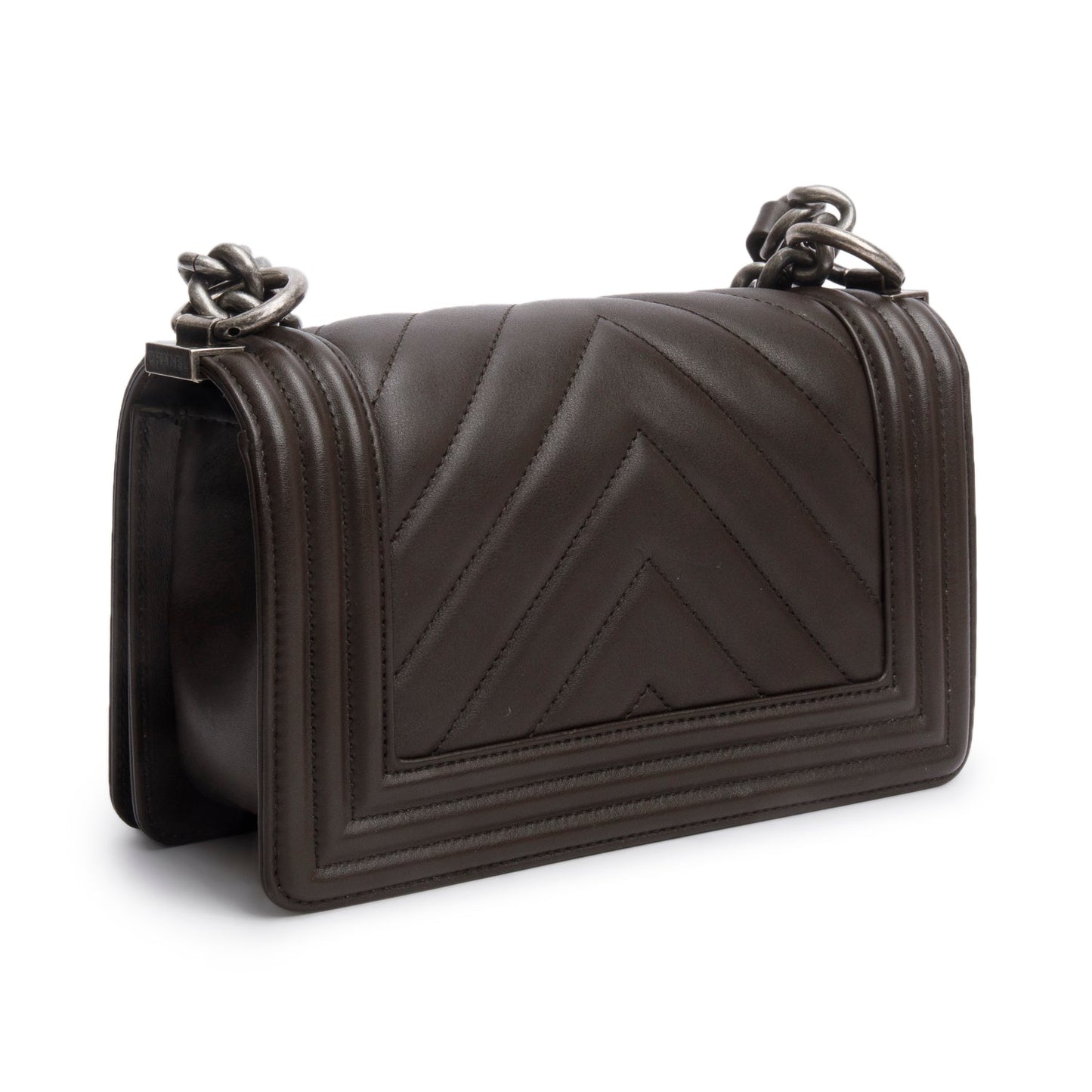 Chanel Brown Lambskin Chevron Small Boy Bag