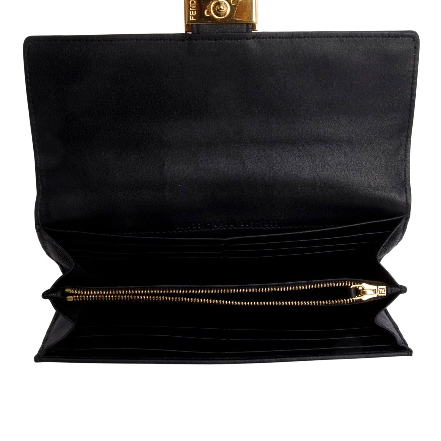 Fendi Black Nappa Mattisse FF Embossed Continental Wallet