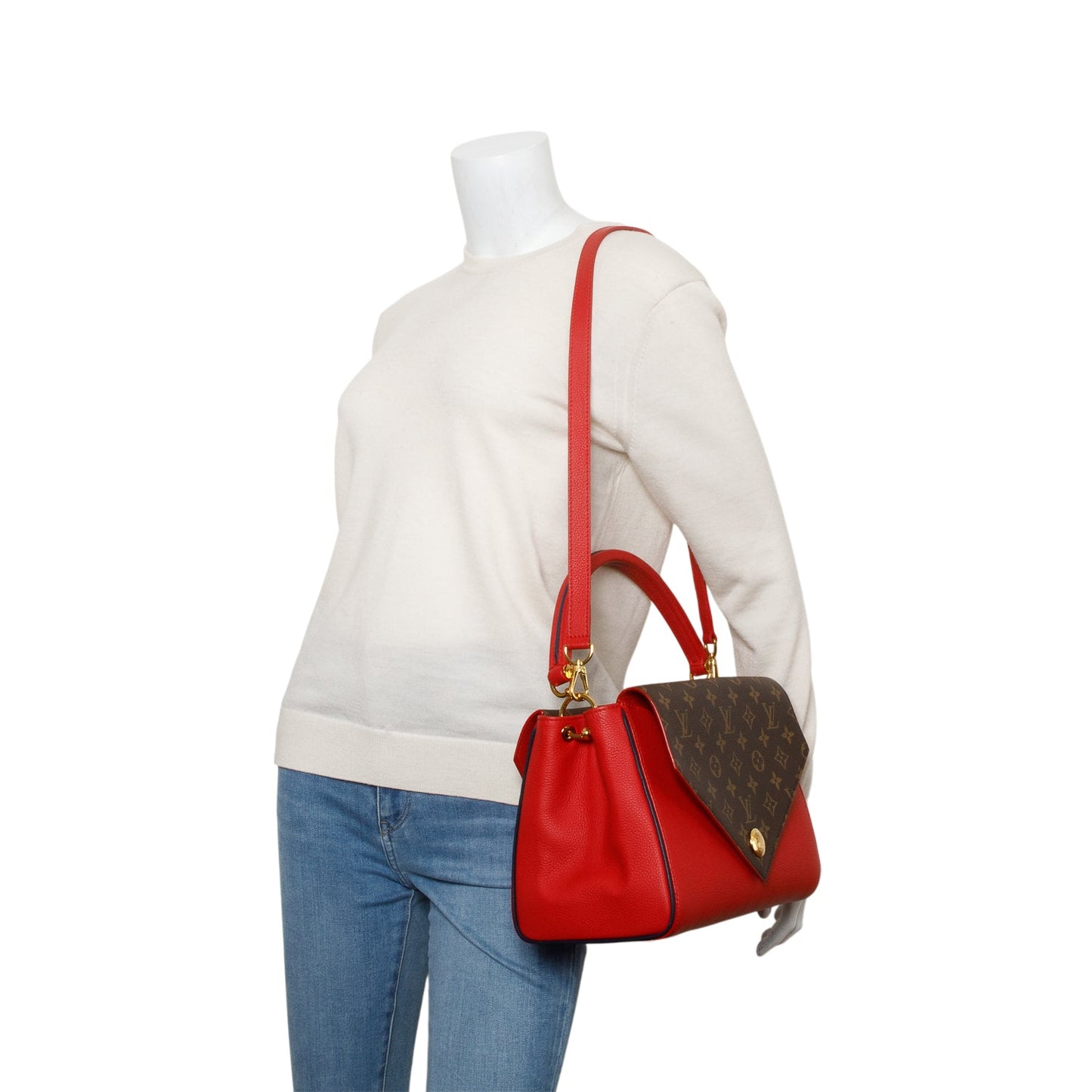 Louis Vuitton Monogram Red Leather Double V Bag
