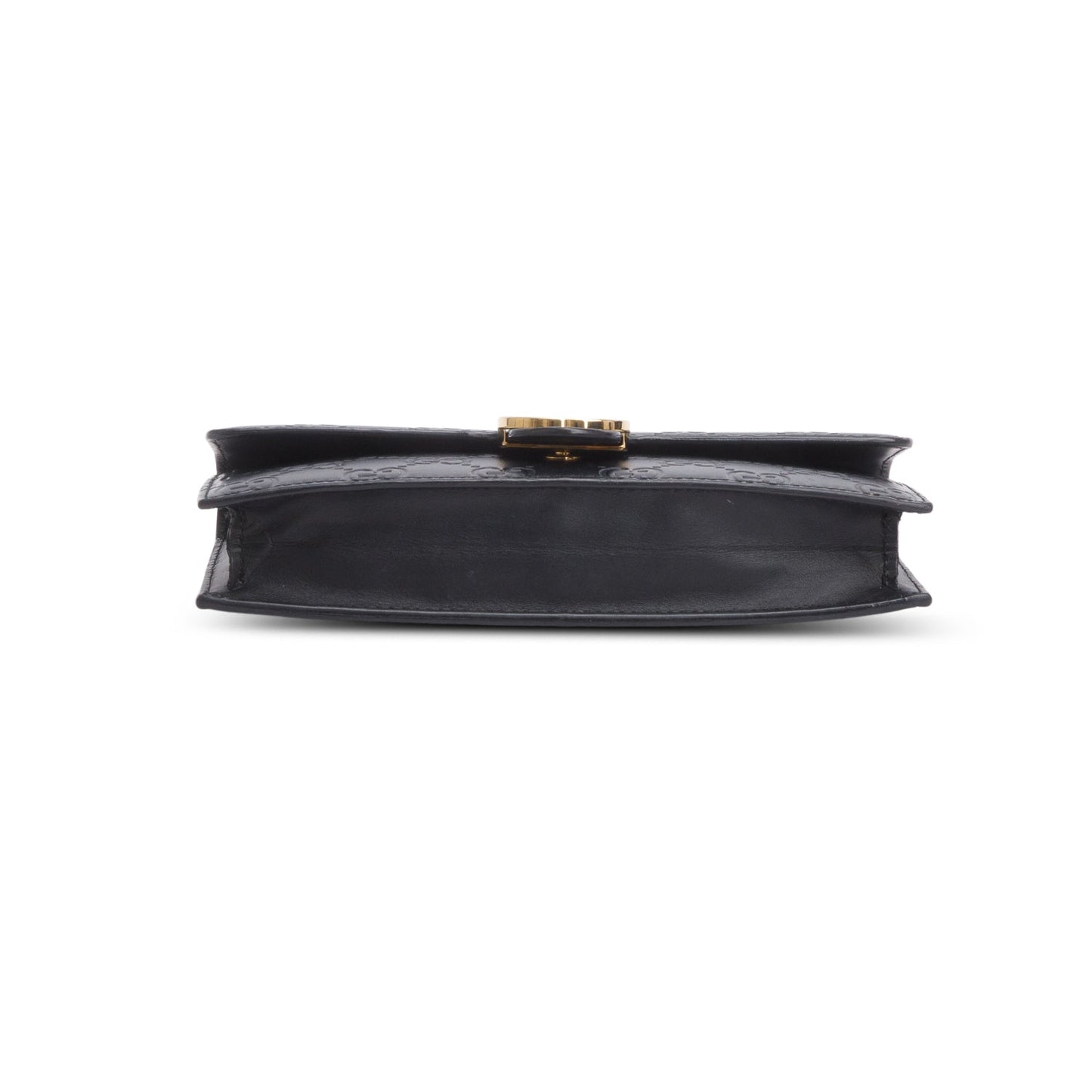 Gucci Black Guccissima Leather Interlocking G Icon Signature Wallet on Chain