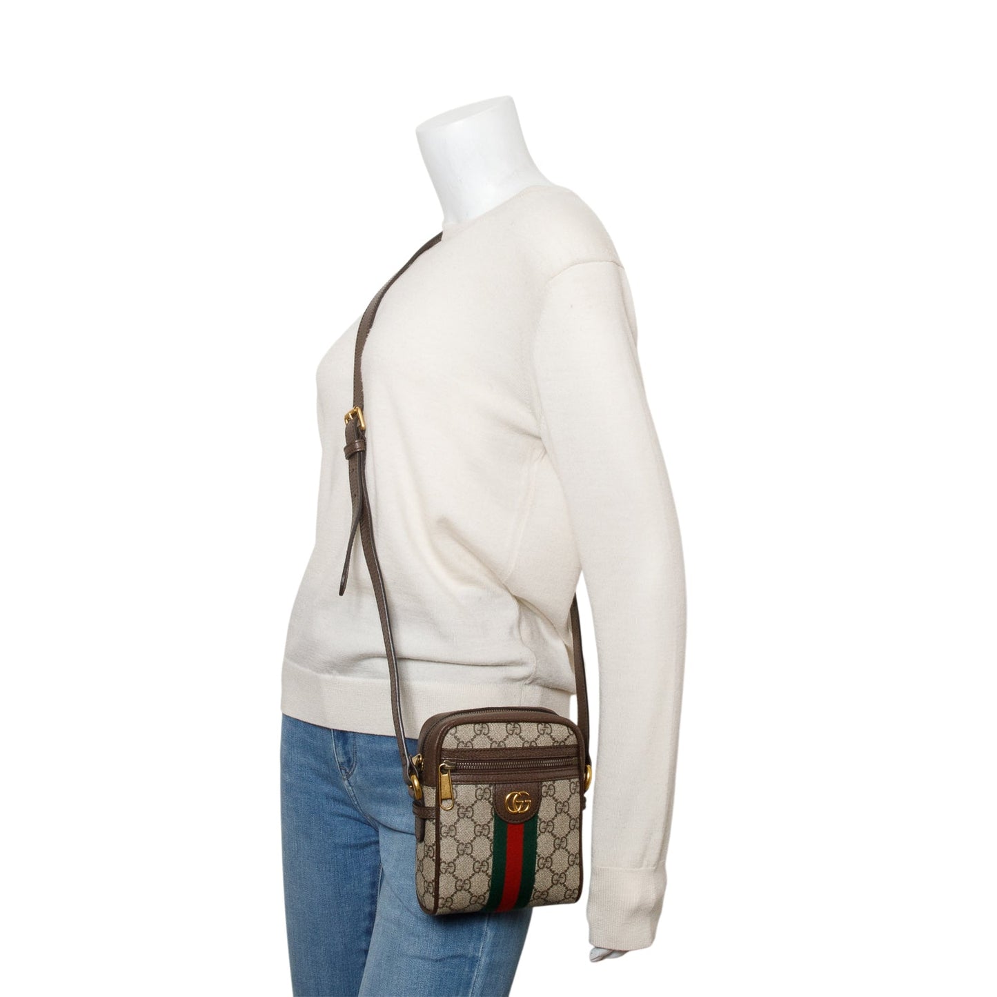 Gucci GG Supreme Monogram Web Mini Ophidia Messenger