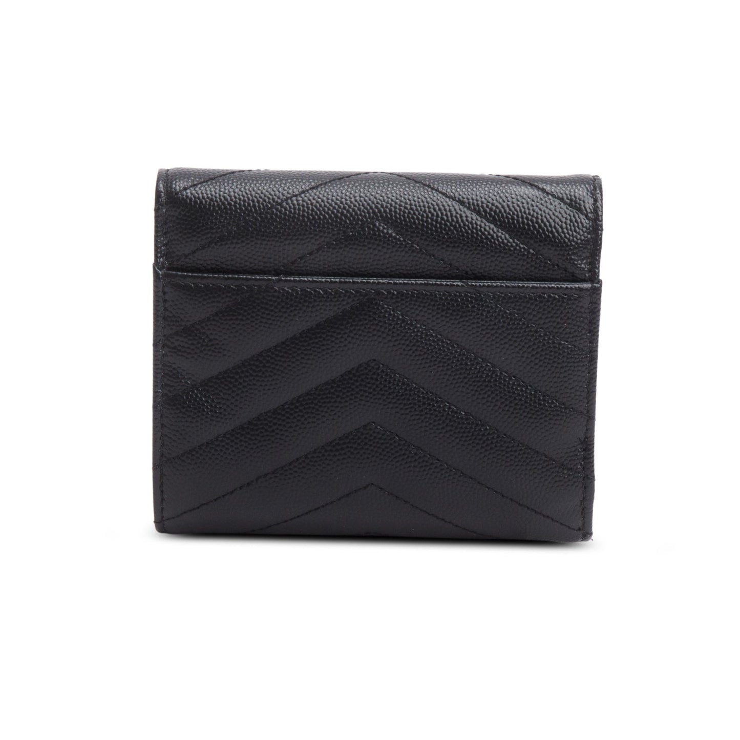 Saint Laurent 2022 Black Grain de Poudre Chevron Wallet